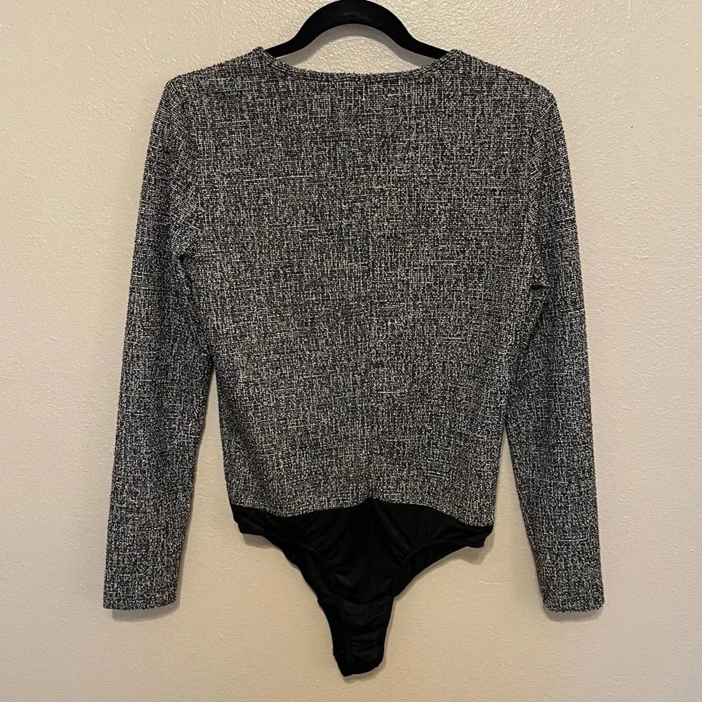 Walter Baker Skylar Tweed Long Sleeve Bodysuit Size XL Snap Closure - Picture 3 of 8
